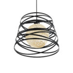 GLOBOSTAR® CARTER 00961 Μοντέρνο Κρεμαστό Φωτιστικό Οροφής με Ντουί 1 x E27 AC 220-240V IP20 - Μαύρο & Μπεζ - Μ32 x Π32 x Υ25cm - Image 6