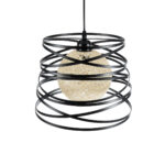 GLOBOSTAR® CARTER 00961 Μοντέρνο Κρεμαστό Φωτιστικό Οροφής με Ντουί 1 x E27 AC 220-240V IP20 - Μαύρο & Μπεζ - Μ32 x Π32 x Υ25cm - Image 7