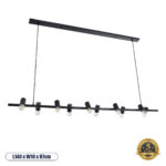 GLOBOSTAR® ALFREDA 01242 Μοντέρνο Κρεμαστό Φωτιστικό Οροφής με Ντουί 10 x E27 AC 220-240V IP20 - Μαύρο - Μ140 x Π18 x Υ7cm