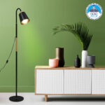 GLOBOSTAR® RIBBON 01585 Μοντέρνο Επιδαπέδιο Φωτιστικό με Ντουί 1 x E27 AC 220-240V IP20 - Μαύρο & Μπεζ - Μ13 x Π13 x Υ164cm - Image 3