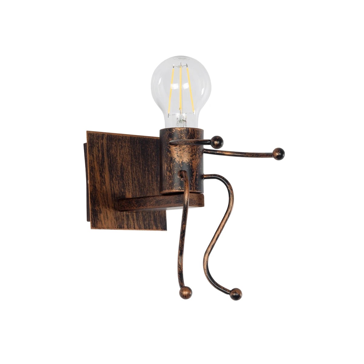 01592_0 GLOBOSTAR® LITTLE MAN 01592 Μοντέρνο Φωτιστικό Τοίχου - Απλίκα με Ντουί 1 x E27 AC 220-240V IP20 - Χάλκινο - Μ12 x Π19 x Υ17cm - Image 1