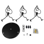 GLOBOSTAR® LITTLE MAN 01655 Μοντέρνο Κρεμαστό Φωτιστικό Οροφής με Ντουί 3 x E27 AC 220-240V IP20 - Μαύρο - Μ45 x Π45 x Υ40cm - Image 7