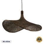 GLOBOSTAR® CUBA 01722 Boho Κρεμαστό Φωτιστικό Οροφής με Ντουί 1 x E27 AC 220-240V IP20 - Καφέ - Μ63 x Π63 x Υ32cm