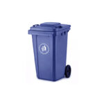 Πλαστικός κάδος απορριμμάτων 120 λίτρων σε μπλε χρώμα, ιδανικός για ανακύκλωση και καθημερινή χρήση σε επαγγελματικούς και οικιακούς χώρους.