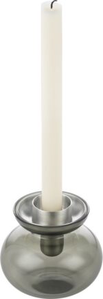 Zone Denmark Βάζο/Κηροπήγιο Γυάλινο Φ11x10 - Inu Smoked Grey/Steel - Image 2