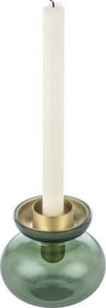 Zone Denmark Βάζο/Κηροπήγιο Γυάλινο Φ11x10 - Inu Moss Green/Brass - Image 2