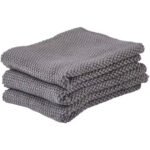Zone Denmark Πετσέτες Κουζίνας Βαμβακερές Σετ 3 Τμχ 27x27 Εκ. - Grey