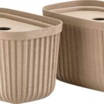 Zone Denmark Κουτιά Αποθήκευσης Σετ 2 Τμχ 23x15x15 - Pulp Natural Brown
