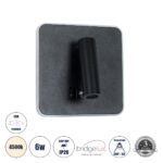 GLOBOSTAR® LADY-S 60942 Μοντέρνο Φωτιστικό Τοίχου - Απλίκα Ξενοδοχείου Reading Light με Φορτιστή USB 3A LED 6W 600lm 36° & 360° AC 220-240V IP20 Φυσικό Λευκό 4500K - Bridgelux COB Chip & TÜV SÜD Driver - Μαύρο Ματ - Μ15 x Π15 x Υ7cm - 3 Χρόνια Εγγύηση