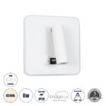 GLOBOSTAR® LADY-S 60943 Μοντέρνο Φωτιστικό Τοίχου - Απλίκα Ξενοδοχείου Reading Light με Φορτιστή USB 3A LED 6W 600lm 36° & 360° AC 220-240V IP20 Φυσικό Λευκό 4500K - Bridgelux COB Chip & TÜV SÜD Driver - Λευκό Ματ - Μ15 x Π15 x Υ7cm - 3 Χρόνια Εγγύηση