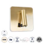 GLOBOSTAR® LADY-S 60944 Μοντέρνο Φωτιστικό Τοίχου - Απλίκα Ξενοδοχείου Reading Light με Φορτιστή USB 3A LED 6W 600lm 36° & 360° AC 220-240V IP20 Φυσικό Λευκό 4500K - Bridgelux COB Chip & TÜV SÜD Driver - Χρυσό Πλατίνα - Μ15 x Π15 x Υ7cm - 3 Χρόνια Εγγύηση