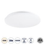 GLOBOSTAR® CELANO 61009 Φωτιστικό Πλαφονιέρα Οροφής LED 30W 2850lm 120° AC 220-240V Αδιάβροχο IP54 Φυσικό Λευκό 4500K - Lumileds SMD Chip - Λευκό Γαλακτερό - Μ33 x Π33 x Υ6cm - 3 Χρόνια Εγγύηση
