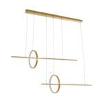 GLOBOSTAR® LINEARE 61291 Μοντέρνο Κρεμαστό Φωτιστικό Οροφής LED 67W 7504lm 300° AC 220-240V IP20 Ρυθμιζόμενο Λευκό CCT με Χειριστήριο από 2700K έως 6000K Dimmable - Lumileds SMD Chip - Χρυσό Βούρτσας - Μ130 x Π25 x Υ60cm - 3 Χρόνια Εγγύηση - Image 3