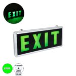 GLOBOSTAR® SENSATI 75663 Διακοσμητικό Φωτιστικό Τοίχου Ένδειξης / Σήμανσης "EXIT" LED 1W 40lm 90° AC 220-240V με Επαναφορτιζόμενη Μπαταρία Li-ion 3.7V 350mAh IP20 Πράσινο - SMD2835 Sanan Chip - Νίκελ Βούρτσας & Μαύρο - Μ35 x Π14 x Υ3.3cm - 2 Χρόνια Εγγύηση