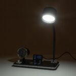 GLOBOSTAR® OLDY 76563 Μοντέρνο Επιτραπέζιο Φωτιστικό Γραφείου με Ασύρματη Φόρτιση 15W 3A, 5W Bluetooth Ηχείο & Ψηφιακό Ρολόι LED 3W 300lm 120° DC 5V με USB-C IP20 Ρυθμιζόμενο Λευκό CCT με Αφή 2700K/4500K/6000K Dimmable - Sanan SMD Chip - Μαύρο - Μ13 x Π25 x Υ43cm - 2 Χρόνια Εγγύηση - Image 13