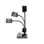 GLOBOSTAR® OLDY 76563 Μοντέρνο Επιτραπέζιο Φωτιστικό Γραφείου με Ασύρματη Φόρτιση 15W 3A, 5W Bluetooth Ηχείο & Ψηφιακό Ρολόι LED 3W 300lm 120° DC 5V με USB-C IP20 Ρυθμιζόμενο Λευκό CCT με Αφή 2700K/4500K/6000K Dimmable - Sanan SMD Chip - Μαύρο - Μ13 x Π25 x Υ43cm - 2 Χρόνια Εγγύηση - Image 2