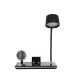 GLOBOSTAR® OLDY 76563 Μοντέρνο Επιτραπέζιο Φωτιστικό Γραφείου με Ασύρματη Φόρτιση 15W 3A, 5W Bluetooth Ηχείο & Ψηφιακό Ρολόι LED 3W 300lm 120° DC 5V με USB-C IP20 Ρυθμιζόμενο Λευκό CCT με Αφή 2700K/4500K/6000K Dimmable - Sanan SMD Chip - Μαύρο - Μ13 x Π25 x Υ43cm - 2 Χρόνια Εγγύηση - Image 3