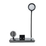 GLOBOSTAR® OLDY 76563 Μοντέρνο Επιτραπέζιο Φωτιστικό Γραφείου με Ασύρματη Φόρτιση 15W 3A, 5W Bluetooth Ηχείο & Ψηφιακό Ρολόι LED 3W 300lm 120° DC 5V με USB-C IP20 Ρυθμιζόμενο Λευκό CCT με Αφή 2700K/4500K/6000K Dimmable - Sanan SMD Chip - Μαύρο - Μ13 x Π25 x Υ43cm - 2 Χρόνια Εγγύηση - Image 4