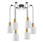 SE21-GM-4-BL6-SH1 ADEPT TUBE Gold Matt Pendant White Fabric Shade+