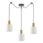 SE21-GM-4-BL3-SH1 ADEPT TUBE Gold Matt Pendant White Fabric Shade+