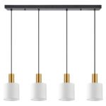 SE21-GM-4-4BL-SH1 ADEPT TUBE Gold Matt Pendant White Fabric Shade+