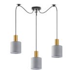 SE21-GM-4-BL3-SH2 ADEPT TUBE Gold Matt Pendant Grey Fabric Shade+