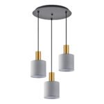 SE21-GM-4-3BL-SH2 ADEPT TUBE Gold Matt Pendant Grey Fabric Shade+