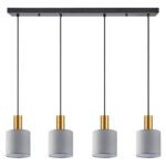 SE21-GM-4-4BL-SH2 ADEPT TUBE Gold Matt Pendant Grey Fabric Shade+