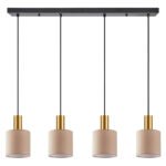 SE21-GM-4-4BL-SH3 ADEPT TUBE Gold Matt Pendant Brown Fabric Shade+