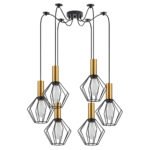 SE21-GM-4-BL6-GR1 ADEPT TUBE Gold Matt Pendant Black Metal Grid+