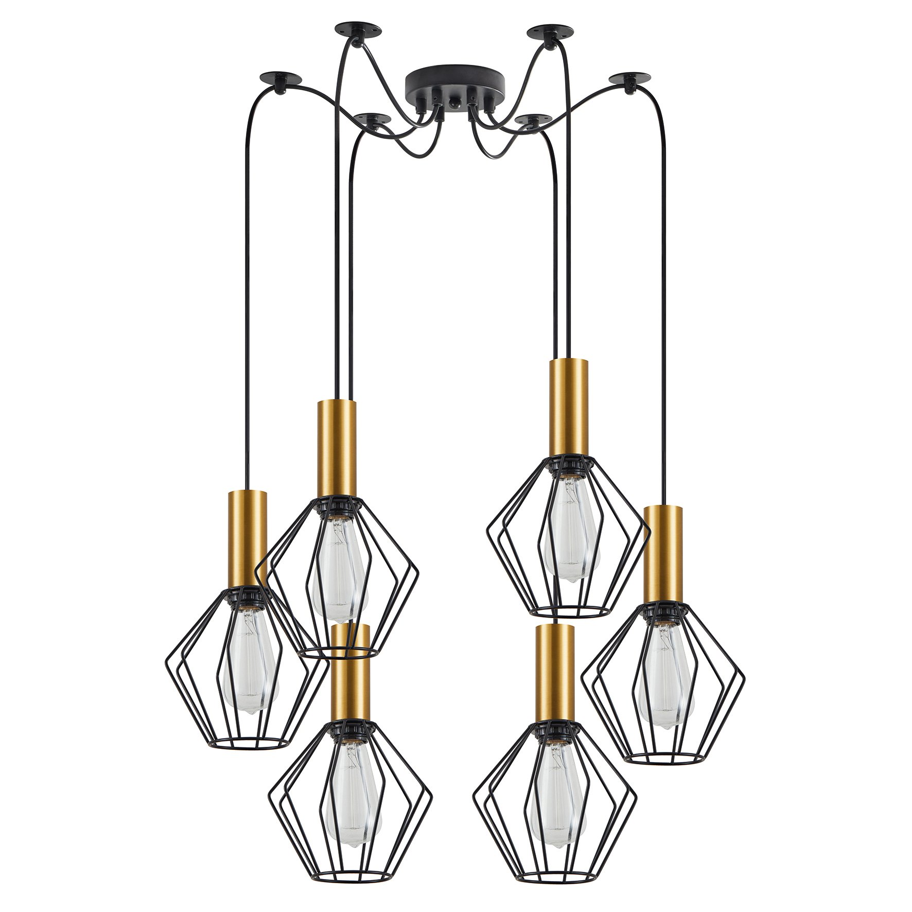 77-8618 SE21-GM-4-BL6-GR1 ADEPT TUBE Gold Matt Pendant Black Metal Grid+ - Image 1