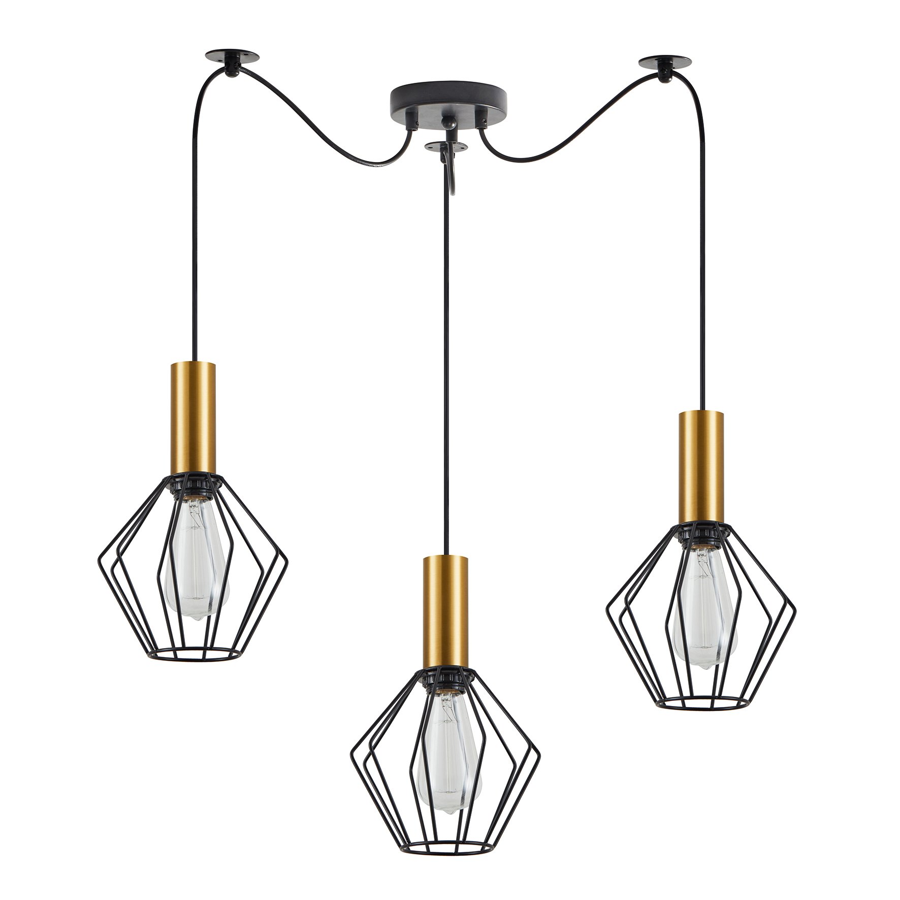 77-8619 SE21-GM-4-BL3-GR1 ADEPT TUBE Gold Matt Pendant Black Metal Grid+ - Image 1