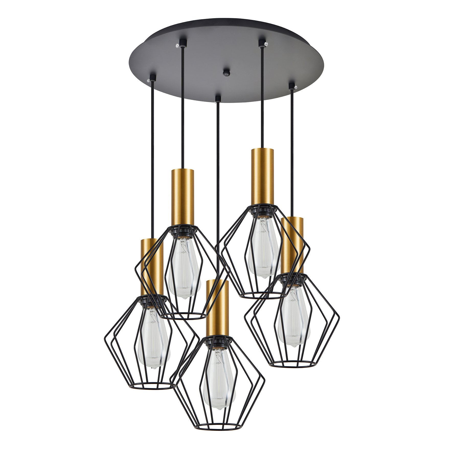 77-8622 SE21-GM-4-5BL-GR1 ADEPT TUBE Gold Matt Pendant Black Metal Grid+ - Image 1