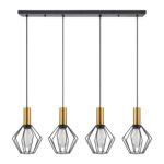 SE21-GM-4-4BL-GR1 ADEPT TUBE Gold Matt Pendant Black Metal Grid+