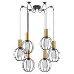 SE21-GM-4-BL6-GR1 ADEPT TUBE Gold Matt Pendant Black Metal Grid+