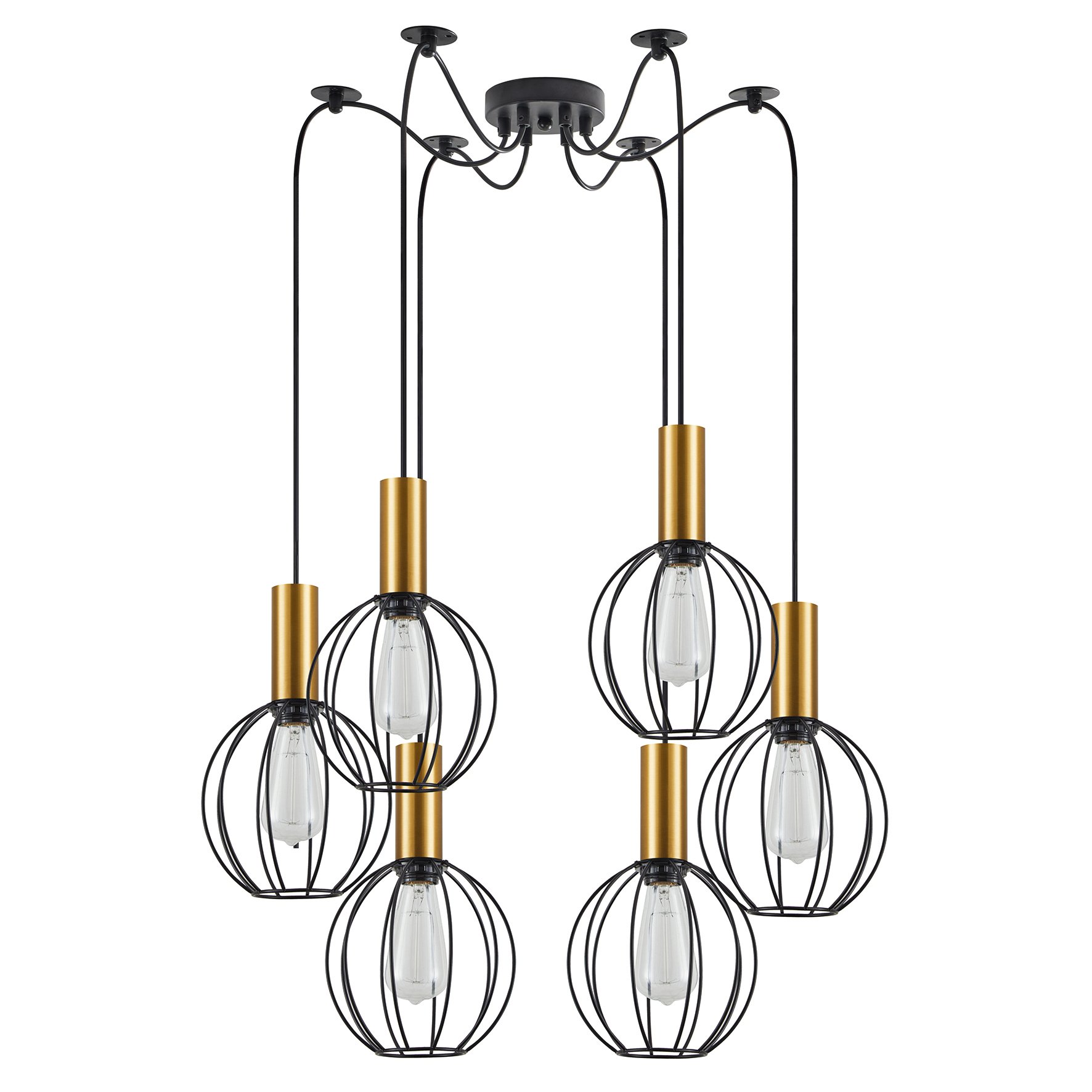 77-8625 SE21-GM-4-BL6-GR1 ADEPT TUBE Gold Matt Pendant Black Metal Grid+ - Image 1