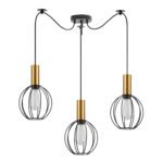 SE21-GM-4-BL3-GR1 ADEPT TUBE Gold Matt Pendant Black Metal Grid+
