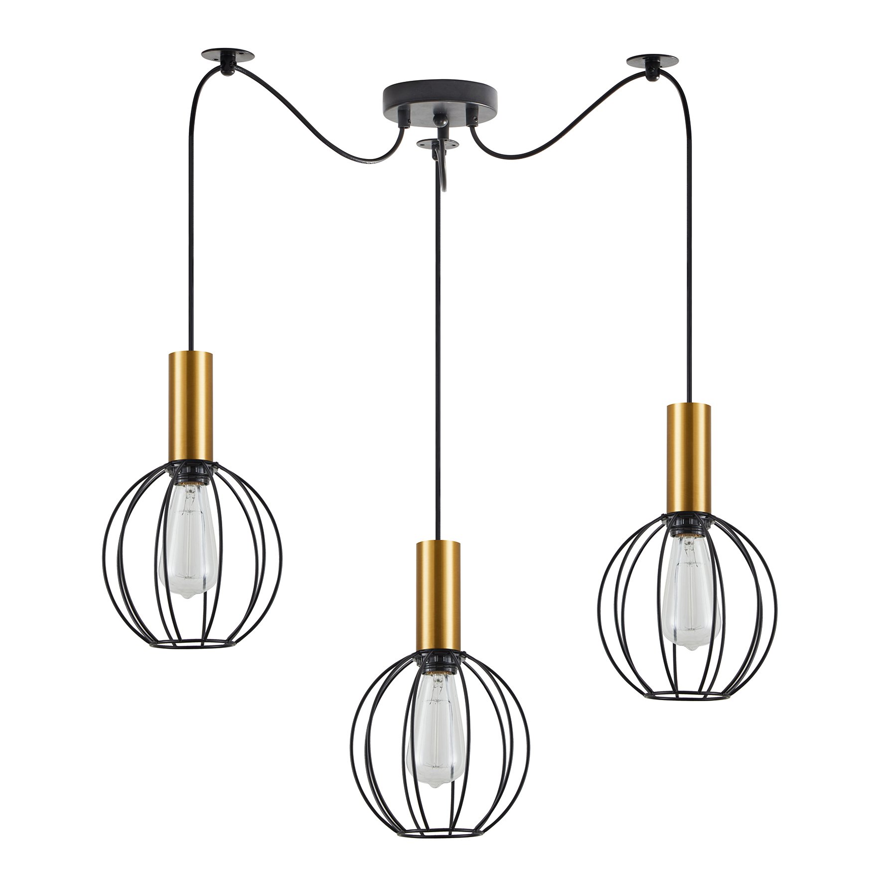 77-8626 SE21-GM-4-BL3-GR1 ADEPT TUBE Gold Matt Pendant Black Metal Grid+ - Image 1