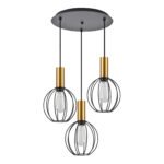 SE21-GM-4-3BL-GR1 ADEPT TUBE Gold Matt Pendant Black Metal Grid+