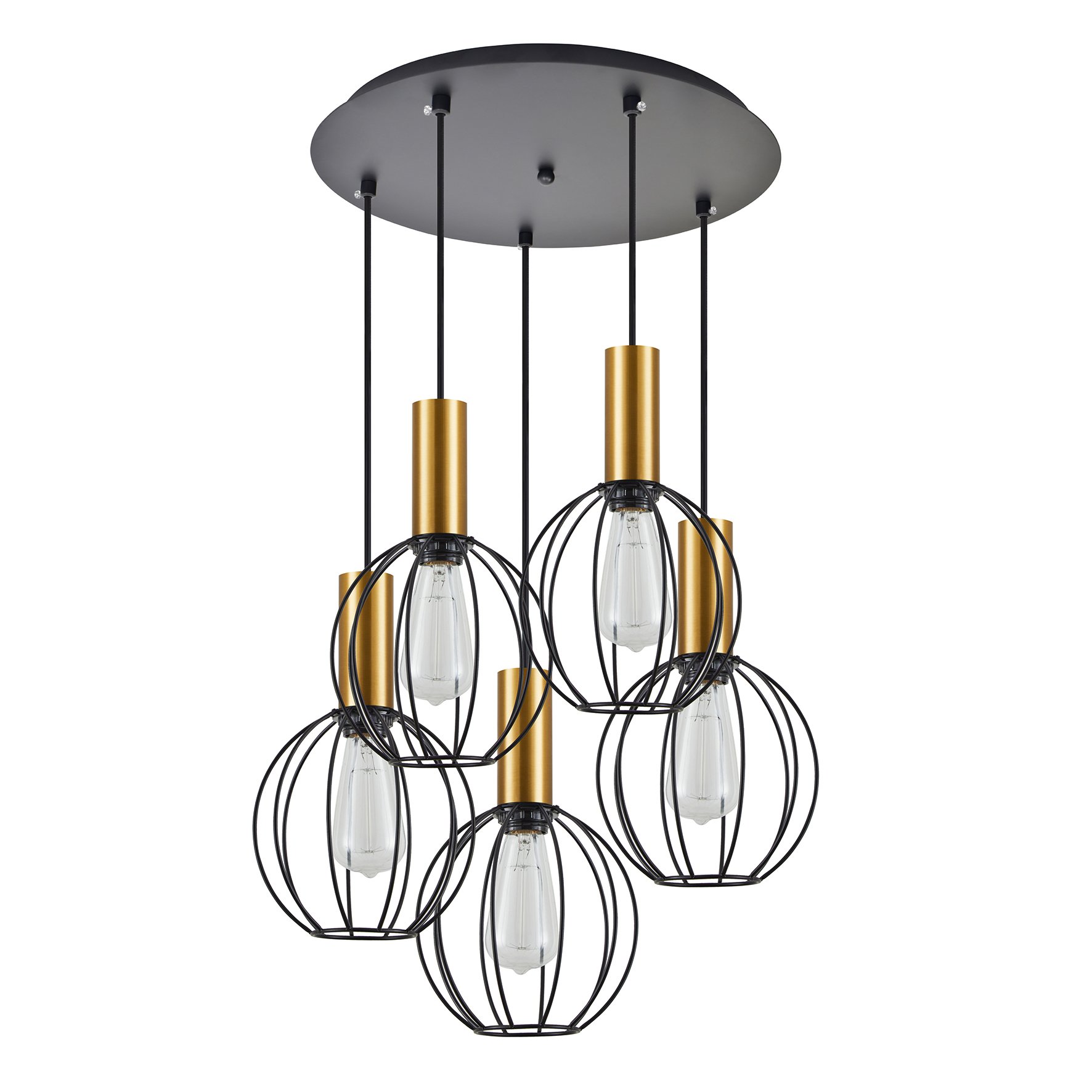 77-8629 SE21-GM-4-5BL-GR1 ADEPT TUBE Gold Matt Pendant Black Metal Grid+ - Image 1