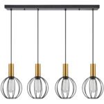 SE21-GM-4-4BL-GR1 ADEPT TUBE Gold Matt Pendant Black Metal Grid+