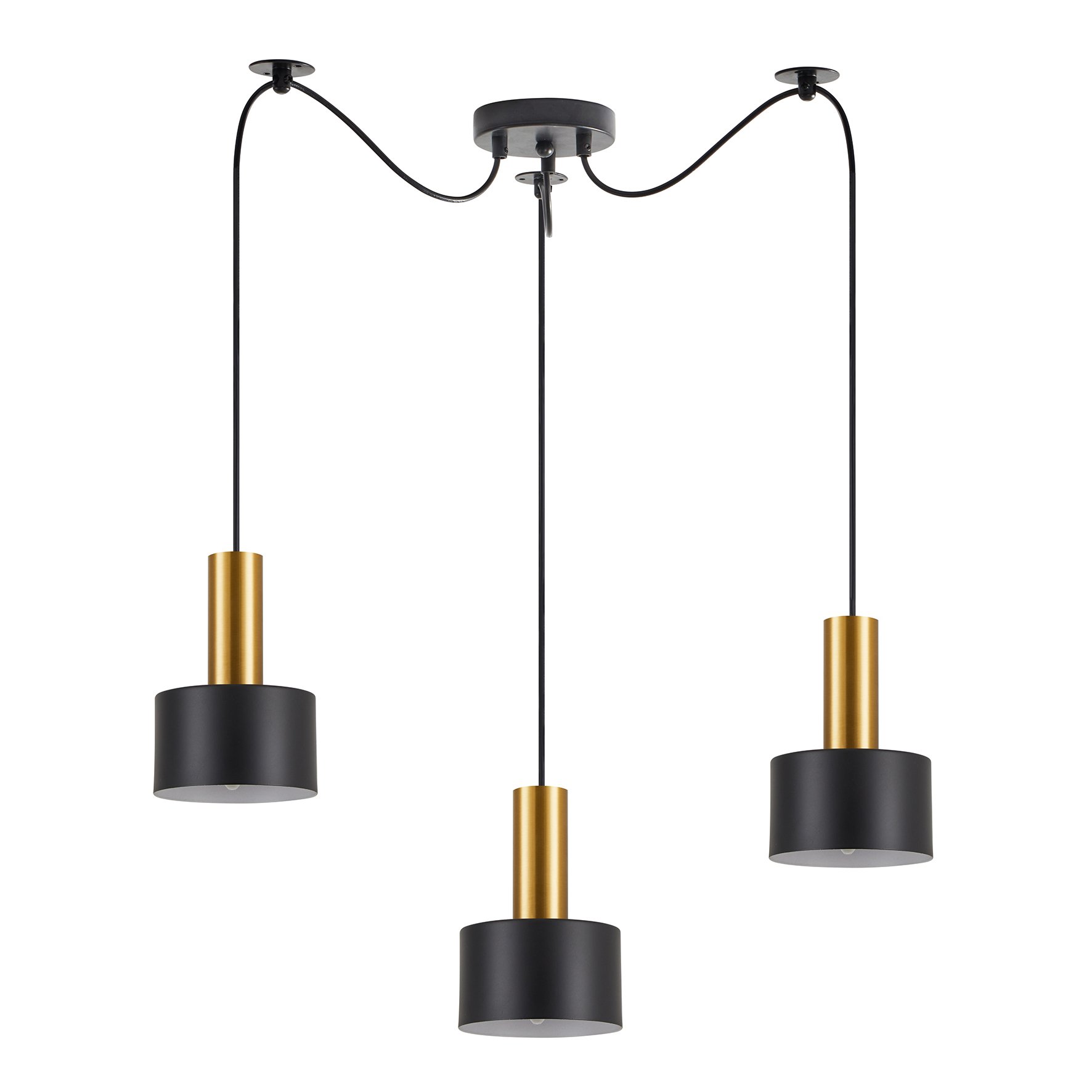77-8633 SE21-GM-4-BL3-MS1 ADEPT TUBE Gold Matt Pendant Black Metal Shade+ - Image 1