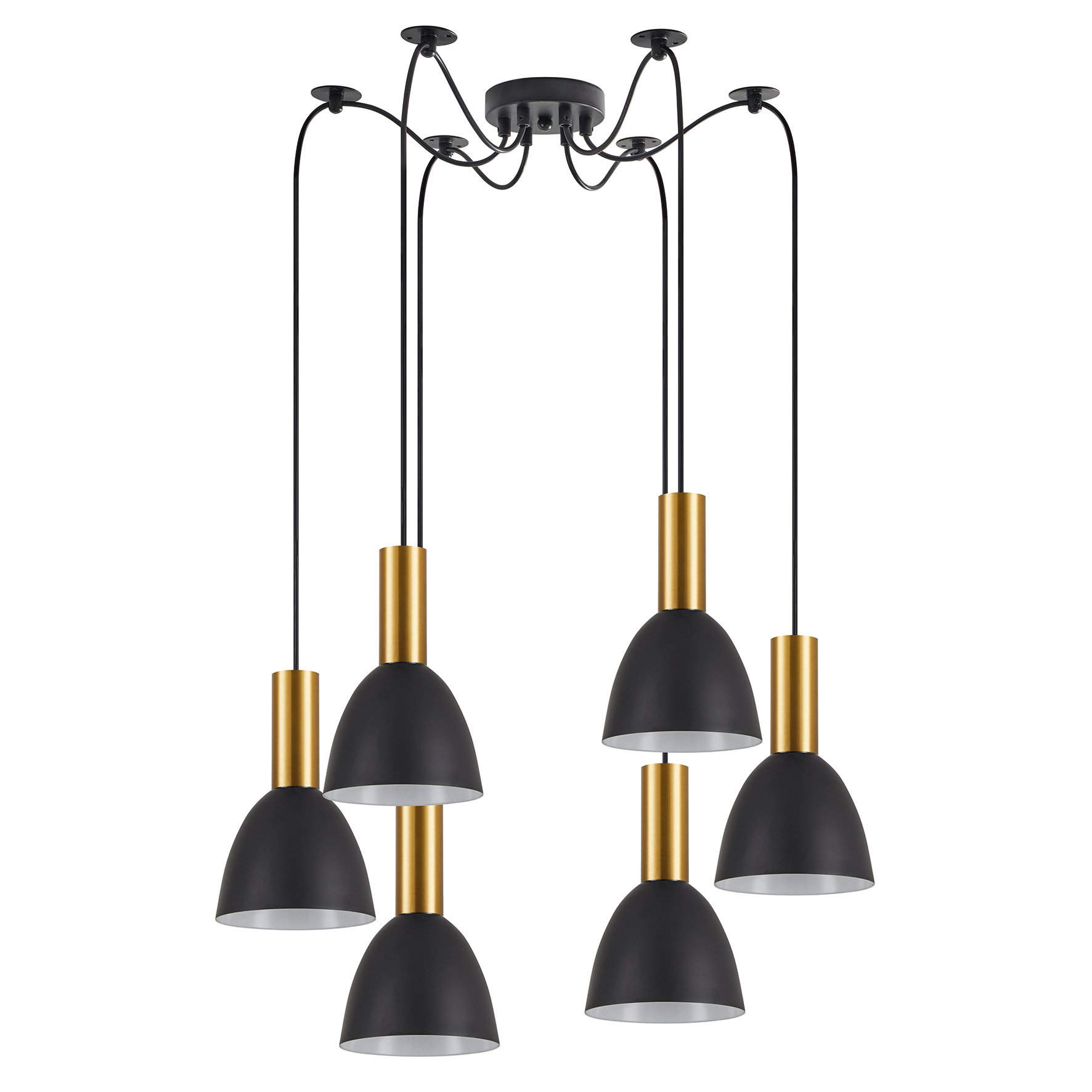77-8639 SE21-GM-4-BL6-MS2 ADEPT TUBE Gold Matt Pendant Black Metal Shade+ - Image 1