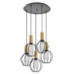 SE21-GM-4-5BL-GR12 ADEPT FLEX Gold Matt Pendant Black Metal Grid+