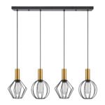 SE21-GM-4-4BL-GR12 ADEPT FLEX Gold Matt Pendant Black Metal Grid+