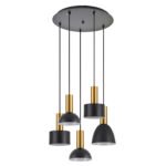 SE21-GM-4-5BL-MS123 ADEPT FLEX Gold Matt Pendant Black Metal Shade+
