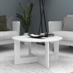 Τραπεζάκι σαλονιού Kati Megapap χρώμα λευκό Ø80x42εκ. - Image 2