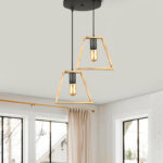 Φωτιστικό οροφής Tekli Megapap E27 ξύλινο δίφωτο χρώμα φυσικό 30x25x80εκ. - Image 2