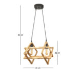 Φωτιστικό οροφής Pedora Megapap E27 ξύλινο δίφωτο χρώμα φυσικό 40x22x80εκ. - Image 3