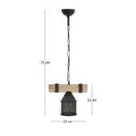 Φωτιστικό οροφής Elora Megapap E27 ξύλινο - μεταλλικό μονόφωτο χρώμα φυσικό - μαύρο 25x13x75εκ. - Image 4